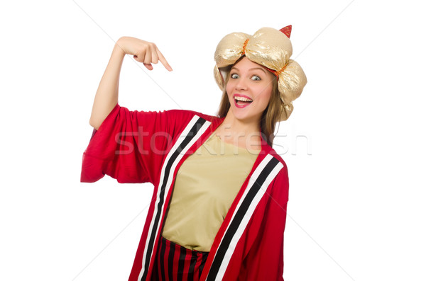 Stock photo: Woman wizard in red clothing isolated on white
