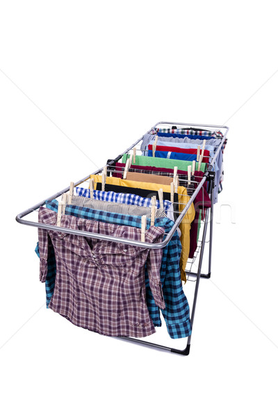 Collapsible clotheshorse isolated on the white background Stock photo © Elnur