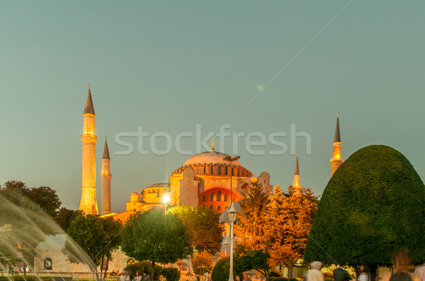 Foto stock: Famoso · mezquita · turco · ciudad · Estambul · puesta · de · sol