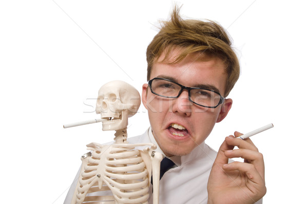 Antismoking concept with man and skeleton Stock photo © Elnur