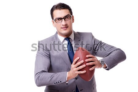 Businessman with american football isolated on white Stock photo © Elnur