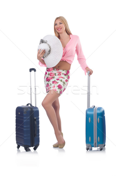 Girl with suitcases isolated on white Stock photo © Elnur