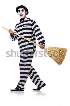 Prisoner with broom isolated on the white Stock photo © Elnur