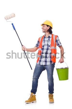 Painter with roller isolated on the white Stock photo © Elnur