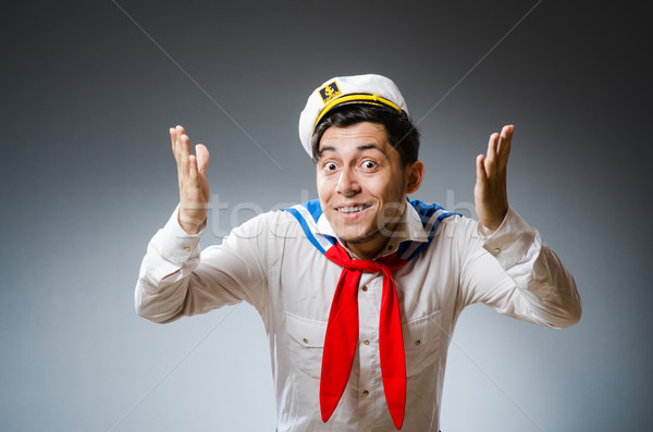 ストックフォト: 面白い · 船乗り · 着用 · 帽子 · 幸せ · ファッション