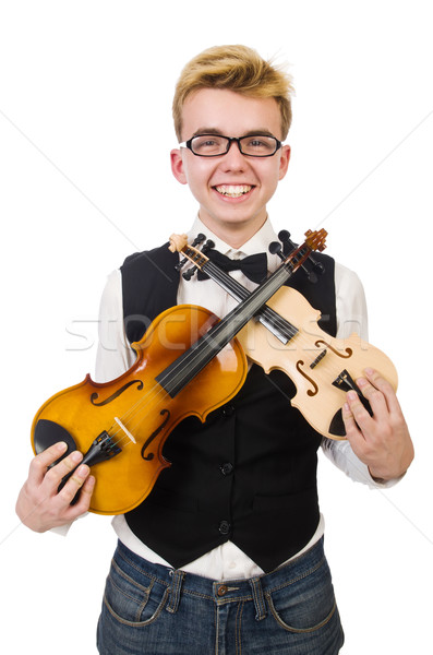 Grappig man viool witte geluid mannelijke Stockfoto © Elnur