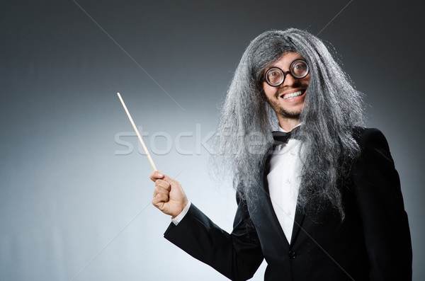 Grappig lang grijs haar hand man achtergrond Stockfoto © Elnur