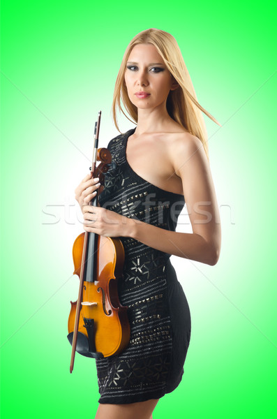 Kobieta gry skrzypce biały drewna koncertu Zdjęcia stock © Elnur