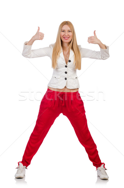 Woman giving thumbs up isolated on white Stock photo © Elnur