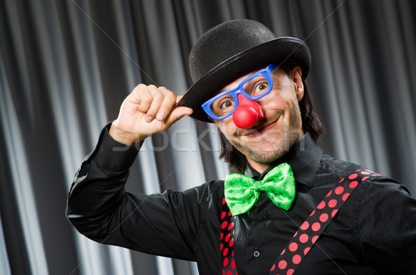Funny clown kurtyny uśmiech urodziny Zdjęcia stock © Elnur