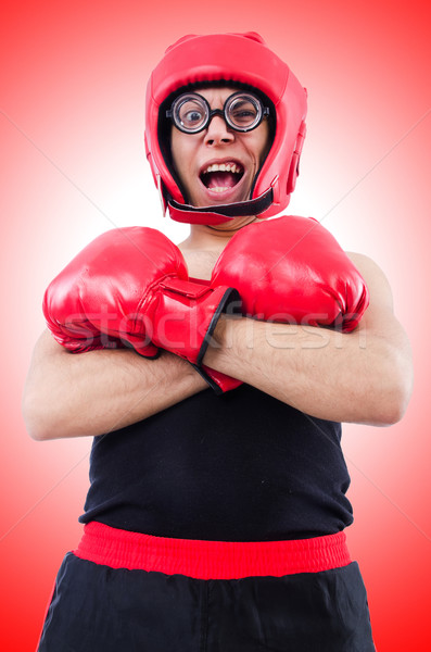 商业照片: 滑稽 · 拳击 · 孤立 ·白·手· 运动 / funny boxer