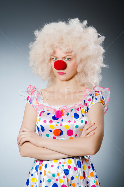 Foto stock: Palhaço · branco · peruca · cinza · sorrir · aniversário