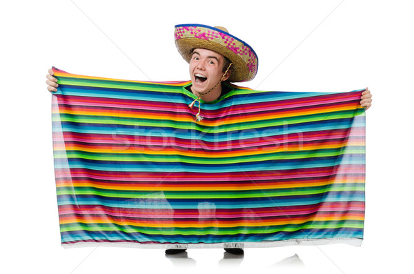 Funny młodych mexican fałszywy wąsy odizolowany Zdjęcia stock © Elnur