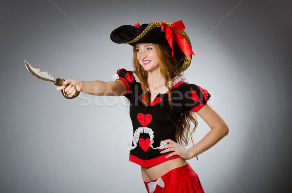 Femme pirate forte couteau main mode Photo stock © Elnur