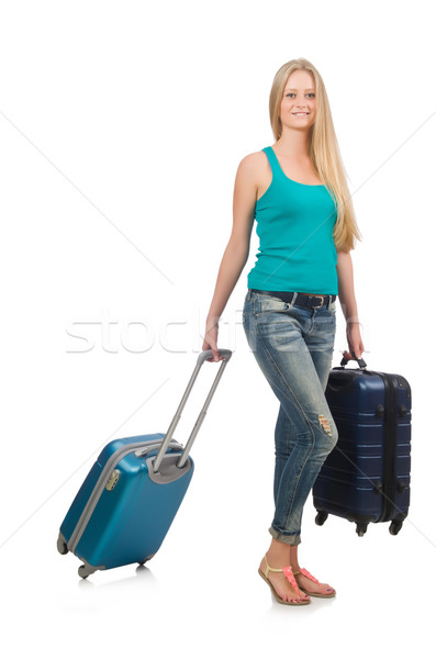 Foto stock: Viajar · férias · bagagem · branco · mulher · menina