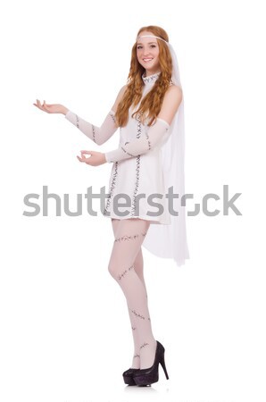 Pretty lady in light charming dress isolated on white Stock photo © Elnur