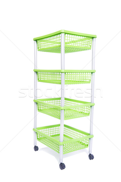 Green bin rack shelf with wheels isolated on white Stock photo © Elnur