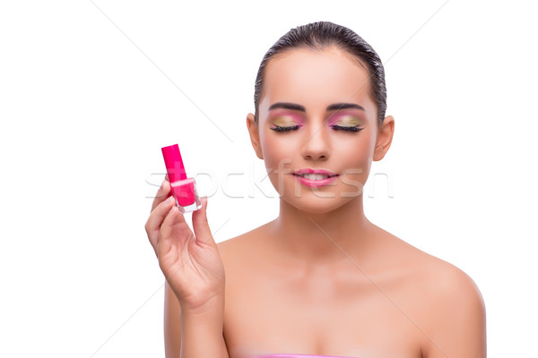 Woman with nail polish tube isolated on white Stock photo © Elnur