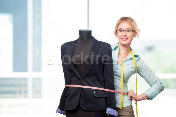 Stock fotó: Nő · szabó · dolgozik · új · ruházat · divat
