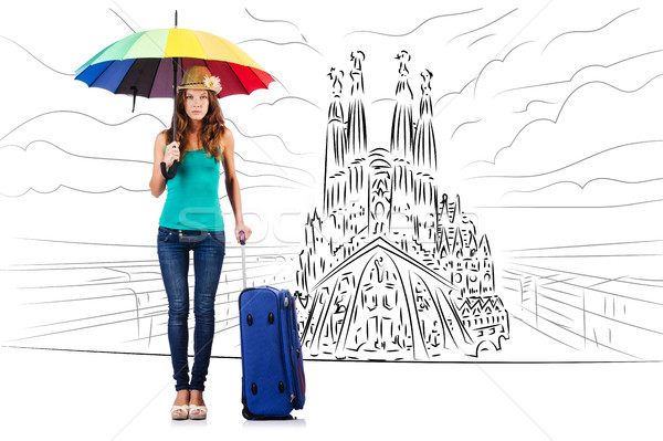 Young woman travelling to Spain to see Sagrada Familia Stock photo © Elnur