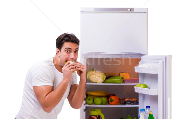 Stock photo: The man next to fridge full of food