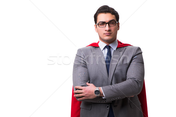 Stock photo: Super hero businessman isolated on white 