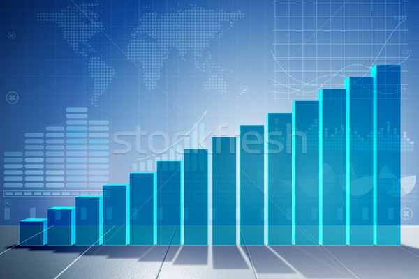 Growing bar charts in economic recovery concept - 3d rendering Stock photo © Elnur