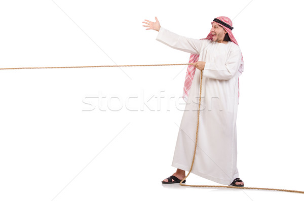 Arab in tug of war concept on white Stock photo © Elnur