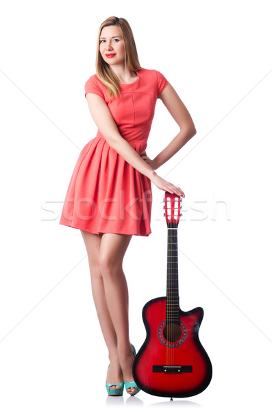 Weiblichen Gitarrist isoliert weiß Musik Party Stock foto © Elnur