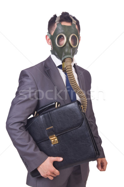 Businessman wearing gas mask isolated on white Stock photo © Elnur