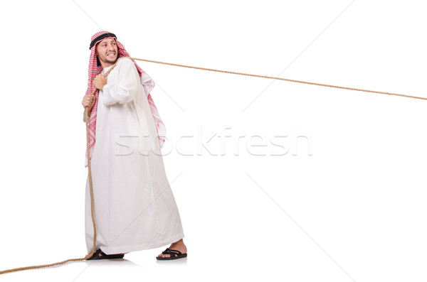Arab in tug of war concept on white Stock photo © Elnur