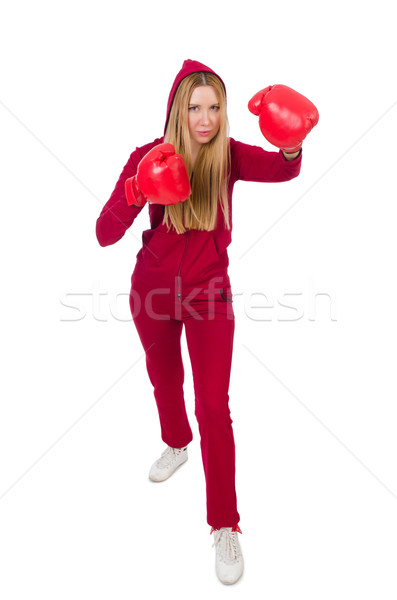 Woman boxer isolated on the white Stock photo © Elnur