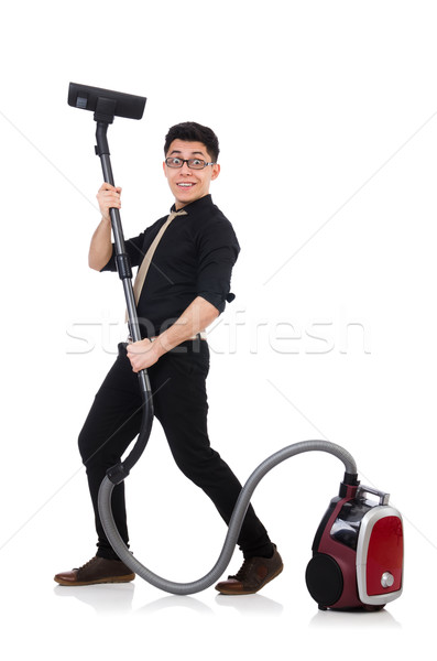 Man with vacuum cleaner isolated on white Stock photo © Elnur