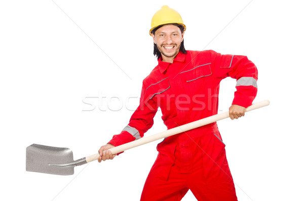 Man in red coveralls with spade Stock photo © Elnur
