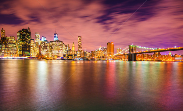 Night panorama of Manhattan in New York, USA Stock photo © Elnur