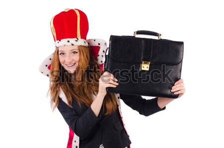 Pirate girl holding chest box isolated on white Stock photo © Elnur