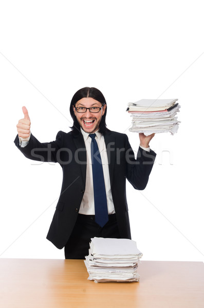 Businessman overwhelmed and stressed from paperwork Stock photo © Elnur