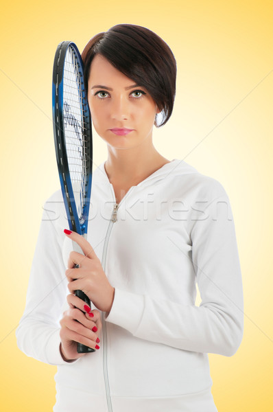 Young girl with tennis racket and bal isolated on white Stock photo © Elnur