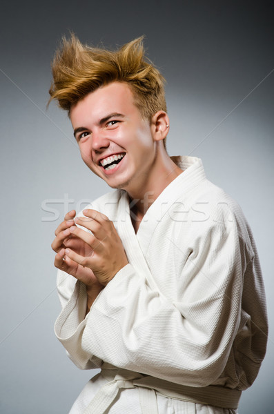 Stockfoto: Grappig · karate · vechter · witte · kimono