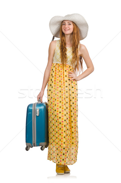 Stock photo: Woman ready for summer travel isolated on white