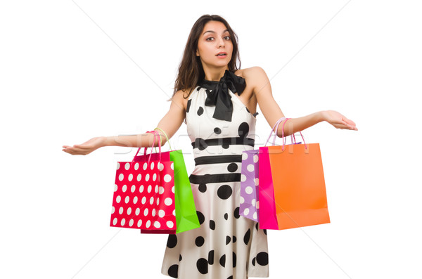 Woman in shopping concept isolated on white Stock photo © Elnur