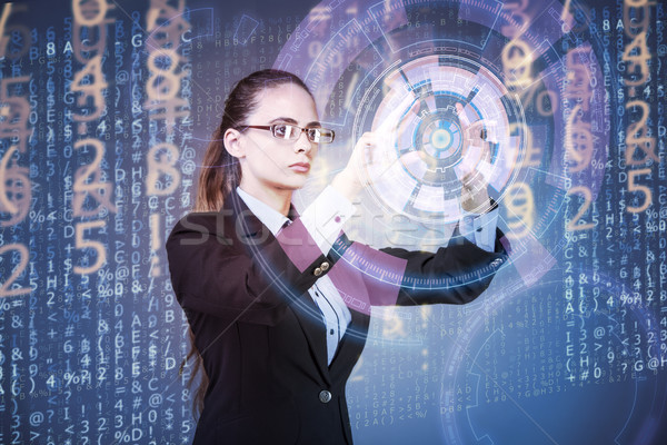 Businesswoman of digital age in concept Stock photo © Elnur
