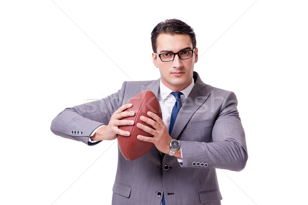 Businessman with american football isolated on white Stock photo © Elnur