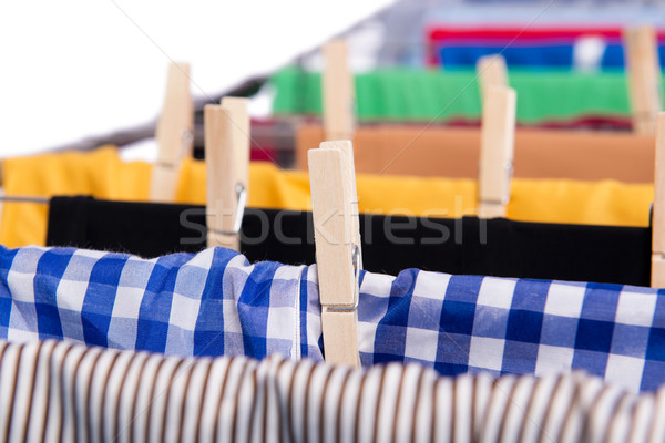 Collapsible clotheshorse isolated on the white background Stock photo © Elnur