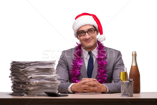 Young businessman celebrating christmas in office Stock photo © Elnur