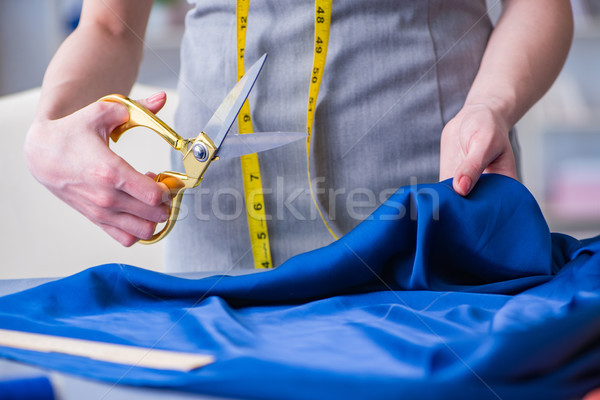 Stock foto: Frau · Schneider · arbeiten · Kleidung · Nähen