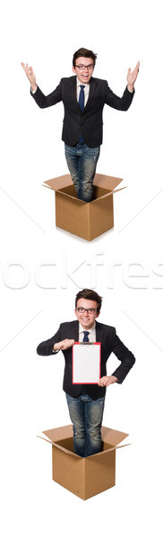 The funny man with boxes isolated on white Stock photo © Elnur