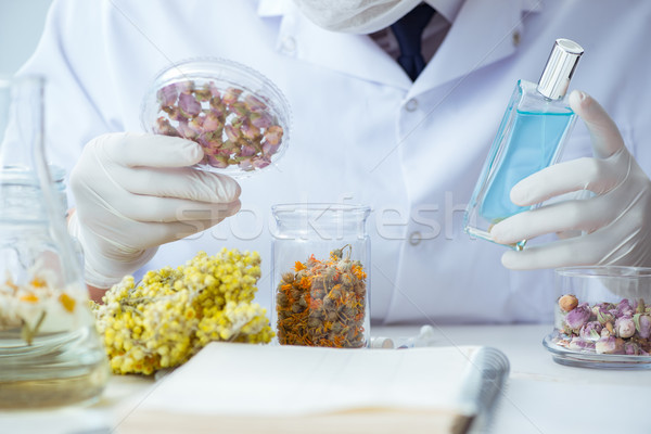 Chemist mixing perfumes in the lab Stock photo © Elnur