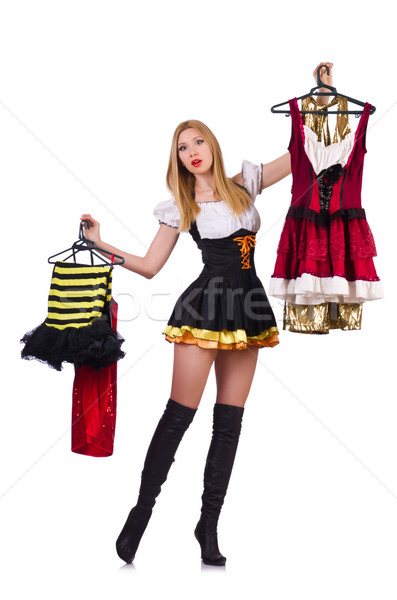 Woman with clothing on hangers Stock photo © Elnur