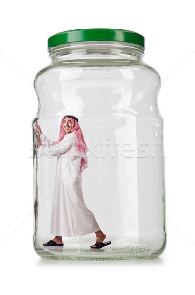 Stock photo: Arab businessman in glass jar